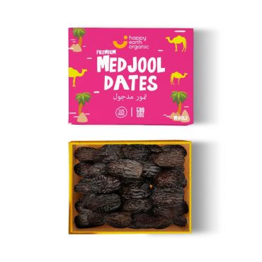 Happy Earth Organic Medjool Whole Dates, 500 Grams