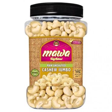 Mawa Raw Unsalted Cashew Jumbo-W240 (Plastic Jar), 500G