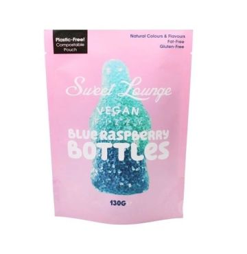 Sweet Lounge Vegan Fizzy Blue Raspberry Bottles Pouch, 130g
