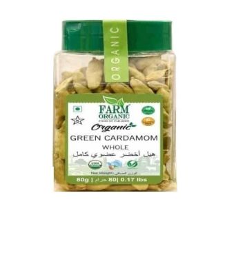 Farm Organic Gluten Free Green Cardamom Whole, 80 G