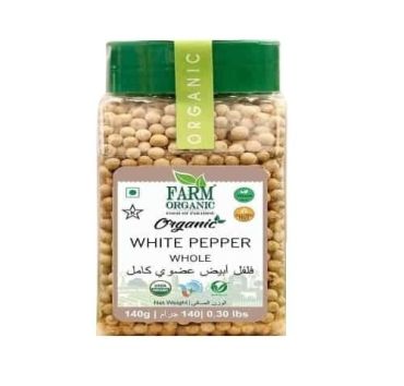 Farm Organic Gluten Free White Pepper Whole, 140 G