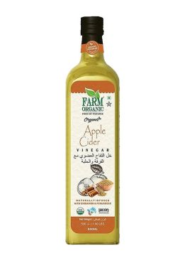 Farm Organic Gluten Free Apple Cider Vinegar Naturally Infused With Cinnamon And Fenugreek, 500 ml