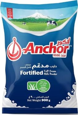 Anchor Milk Powder Pouch, 900 Gm, 12 Pieces Per Carton