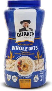 Quaker Whole Oats Pet Jar 900Gm, 12 Pieces Per Carton