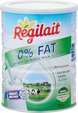 Regilait Skimmed Milk 0 Pecent Fat 700 Gm, 12 Pieces Per Carton